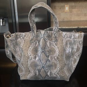 Faux Snakeskin Bag - grey/taupe